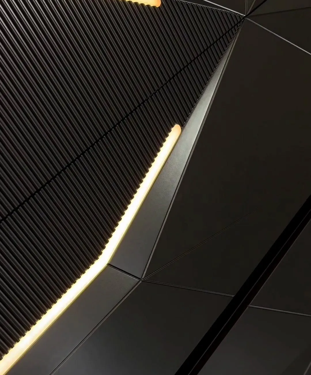 Folded dark facets with built-in light lines.