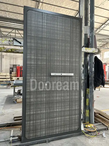 Woven-texture door, photographed on our floor